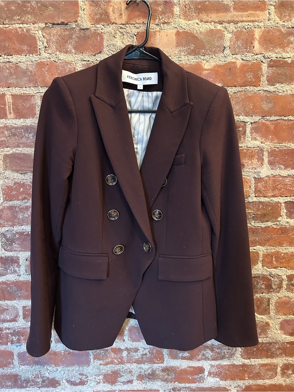 Veronica Beard Double-Breasted Dark Brown Blazer
